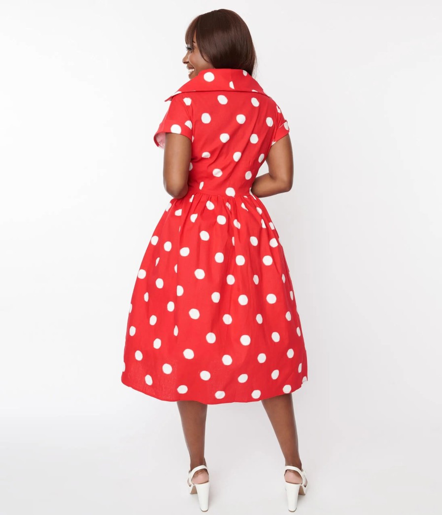 * Collectif Red & White Polka Dot Judy Swing Dress Swing