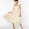 * Unique Vintage Peach Clip Dot Bridal Libby Swing Dress Swing