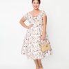 * Unique Vintage Plus Size Paris Cafe Print Swing Dress Swing