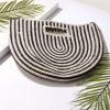 * Fame Accessories Black & Ivory Striped Half Circle Handbag Swim Accessories