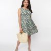 * Sm Wardrobe Green Floral & Moth Print Skater Dress Everyday