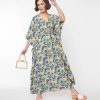 * Audrey K Blue Multicolor Rapture Caftan Midi & Maxi