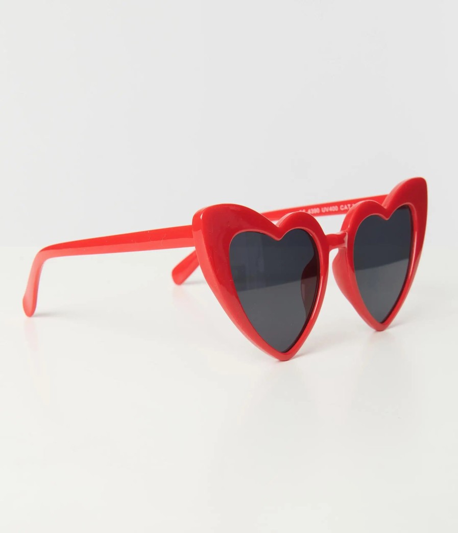 * Unique Vintage Red Heart Sunglasses Swim Accessories