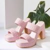 * Matisse Pink Raffia Platform Sandals Swim Accessories