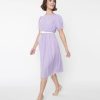 * Davi + Dani Lavender & White Pin Dot Mesh Overlay Midi Dress Midi & Maxi