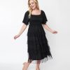 * Polagram (Well Made) Black Ruffled Tiered Midi Dress Midi & Maxi