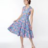 * Miss Lulo, Inc. Blue Blooming Lotus Jani Swing Dress Swing