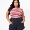 * Unique Vintage Plus Size 1940S Style Navy Blue Sailor Debbie Shorts High Waisted Bottoms