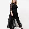 * Unique Vintage Plus Size Black Swiss Dot Starlet Duster Midi & Maxi