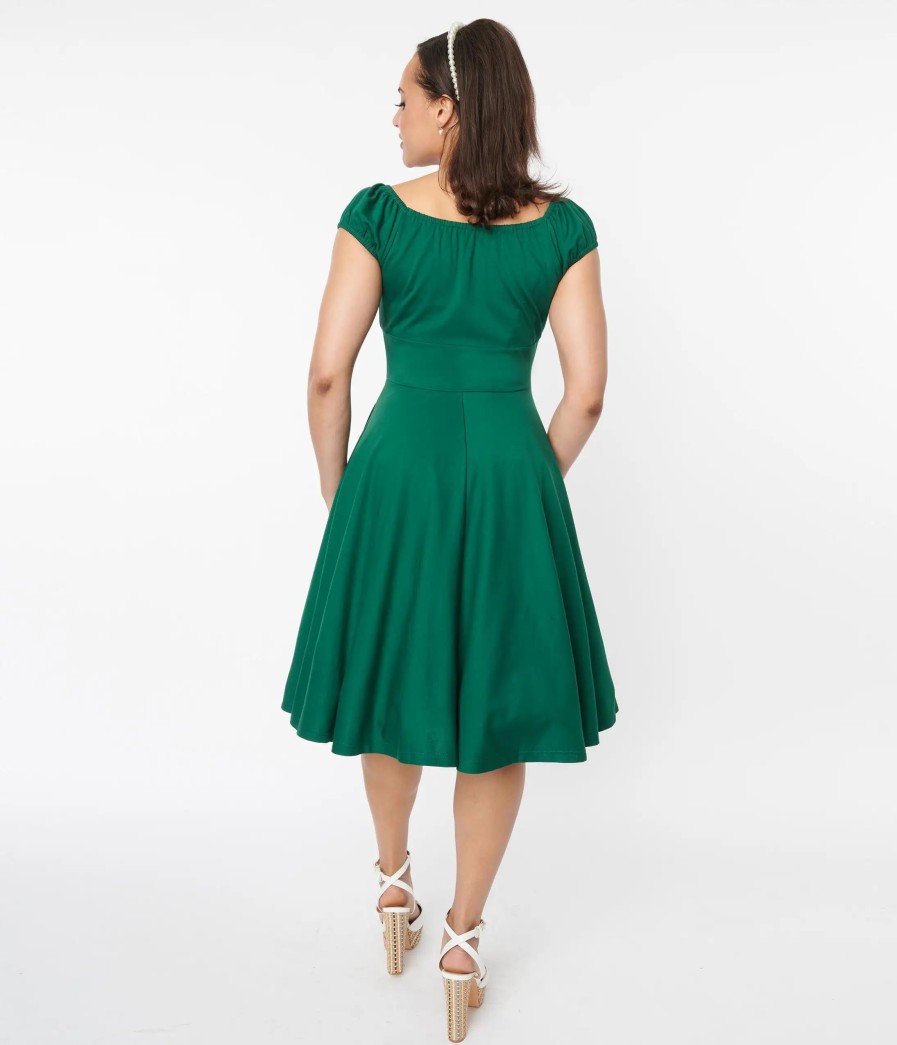 * Silver Stop Inc. (Voodoo Vixen) Voodoo Vixen Emerald Green Puff Sleeve Swing Dress Everyday