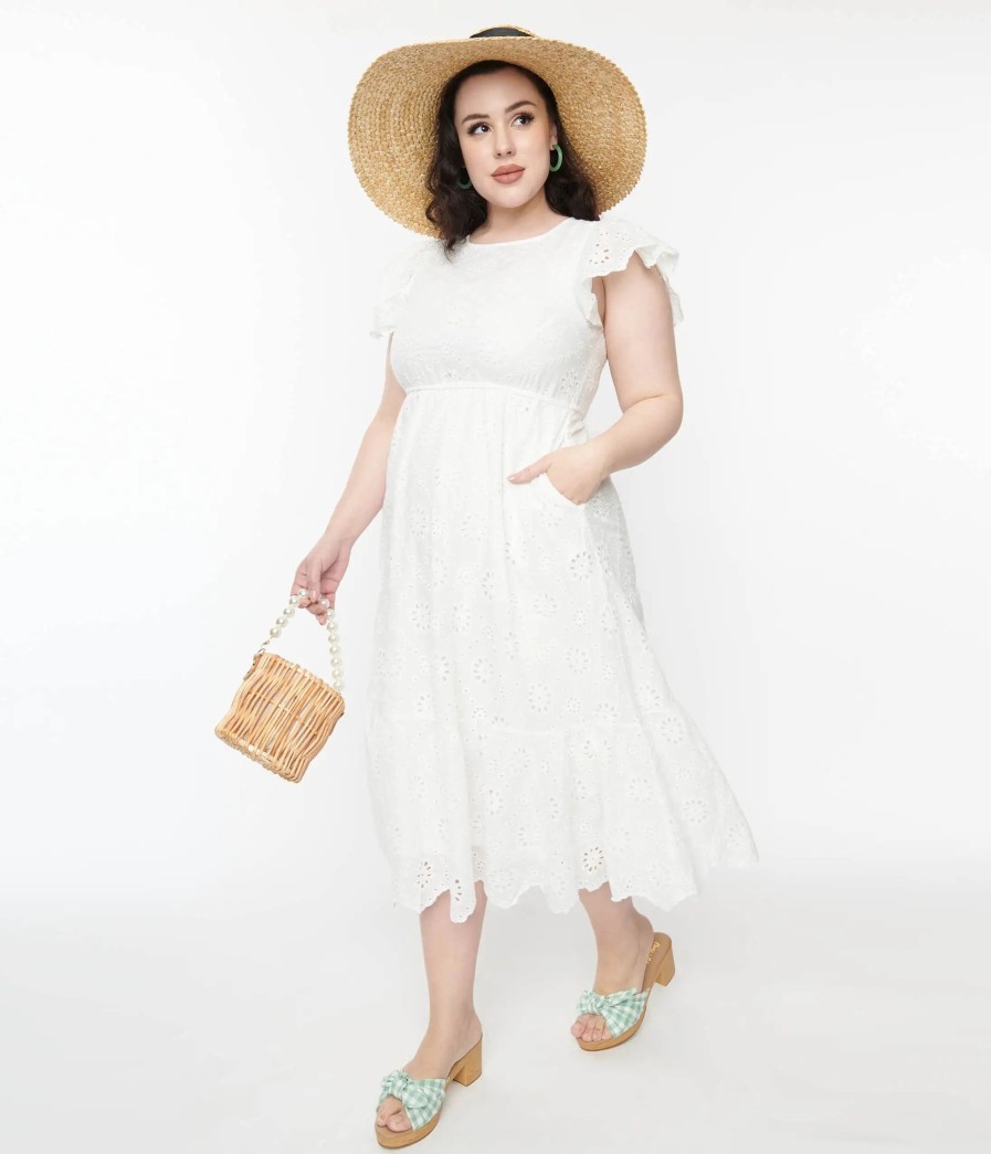 * Hayden White Eyelet Midi Dress Everyday