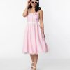 * Barbie X Unique Vintage Barbie Pink & White Piper Swing Dress Everyday