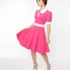 * Smak Parlour Hot Pink & White Flare Dress Fit & Flare