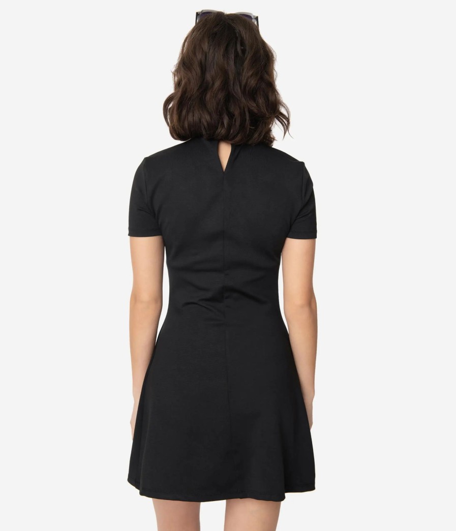 * Smak Parlour Black Mock Turtleneck Wave Maker Mini Dress Everyday