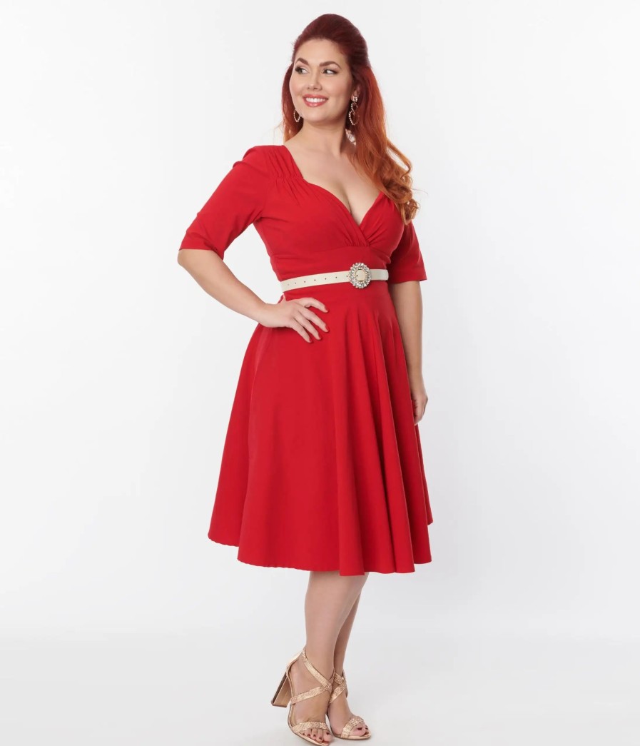 * Collectif Plus Size Red Trixie Doll Dress Fit & Flare