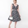 * Lady Vintage Wholesale Navy Ditsy Flower Isabella Swing Dress Swing