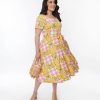 * Miss Lulo, Inc. Plus Size Pink Gingham & Lemons Bella Swing Dress Swing