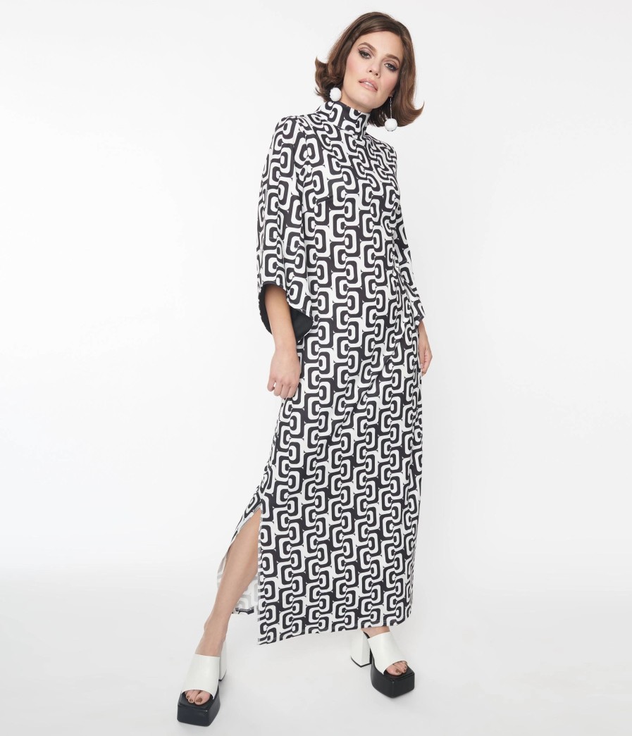 * Audrey K Black & White Mod About You Maxi Dress Midi & Maxi