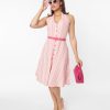 * Silver Stop Inc. (Voodoo Vixen) Voodoo Vixen Pink Striped Halter Swing Dress Everyday