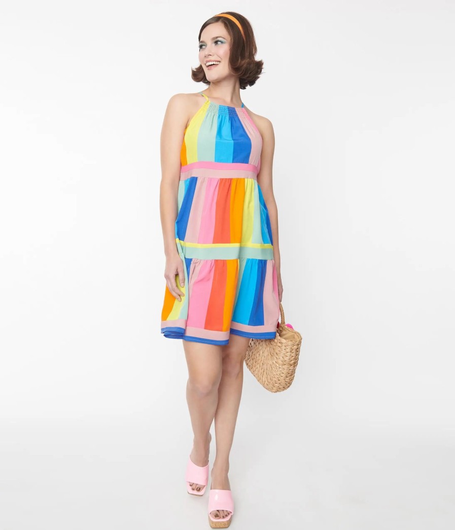 * Vanilla Monkey (Faire) Rainbow Striped Shift Dress Everyday