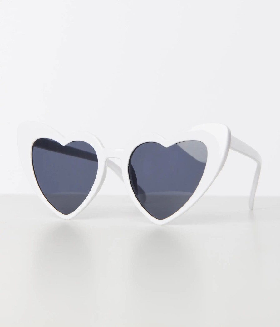 * Unique Vintage White Heart Sunglasses Swim Accessories