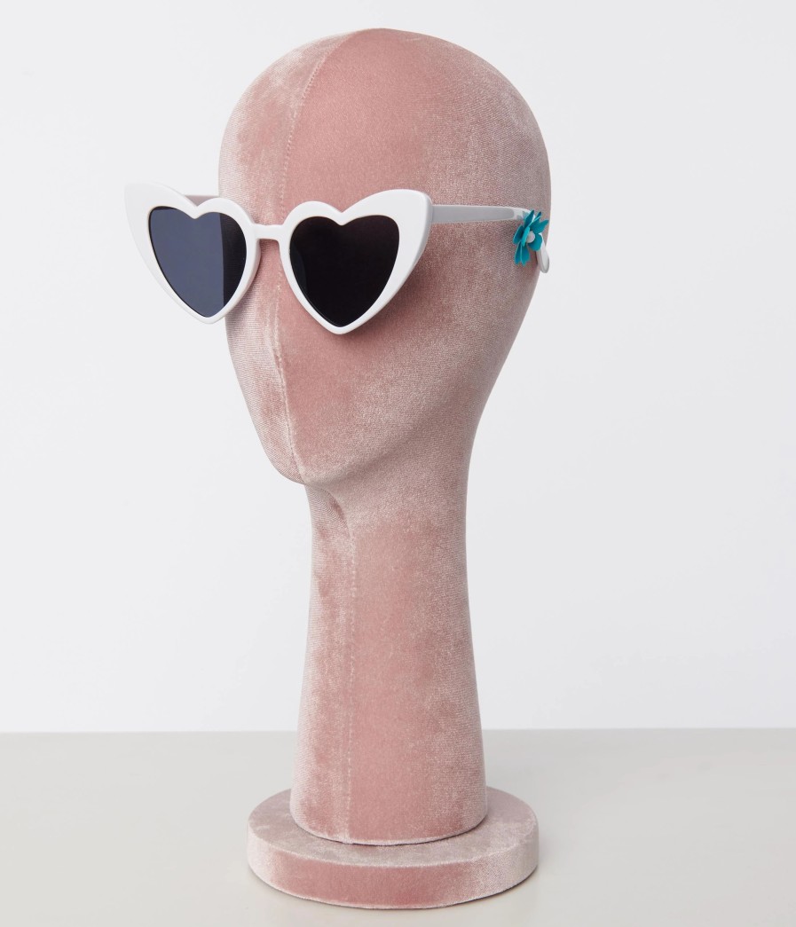 * Unique Vintage White Heart Sunglasses Swim Accessories