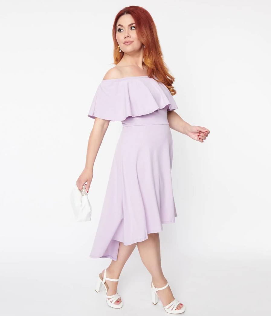 * Curve Market Plus Size Lavender Off Shoulder Dress Midi & Maxi