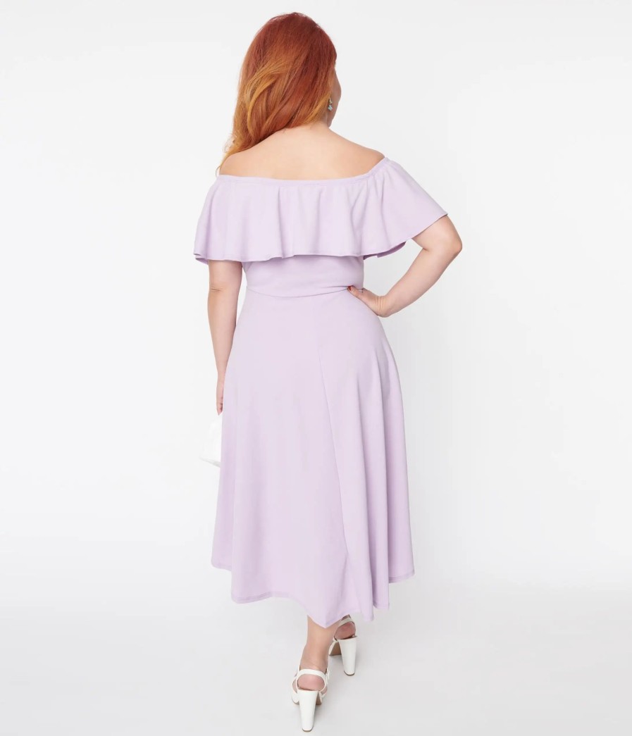 * Curve Market Plus Size Lavender Off Shoulder Dress Midi & Maxi