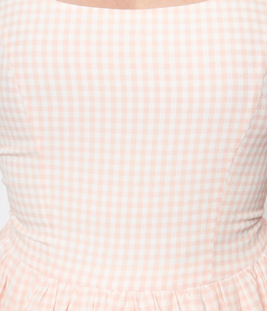 * Tatyana Peach & White Gingham Sandra Swing Dress Everyday