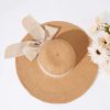 * Jeanne Simmons Accessories Tan & Beige Bow Toyo Braid Sun Hat Swim Accessories