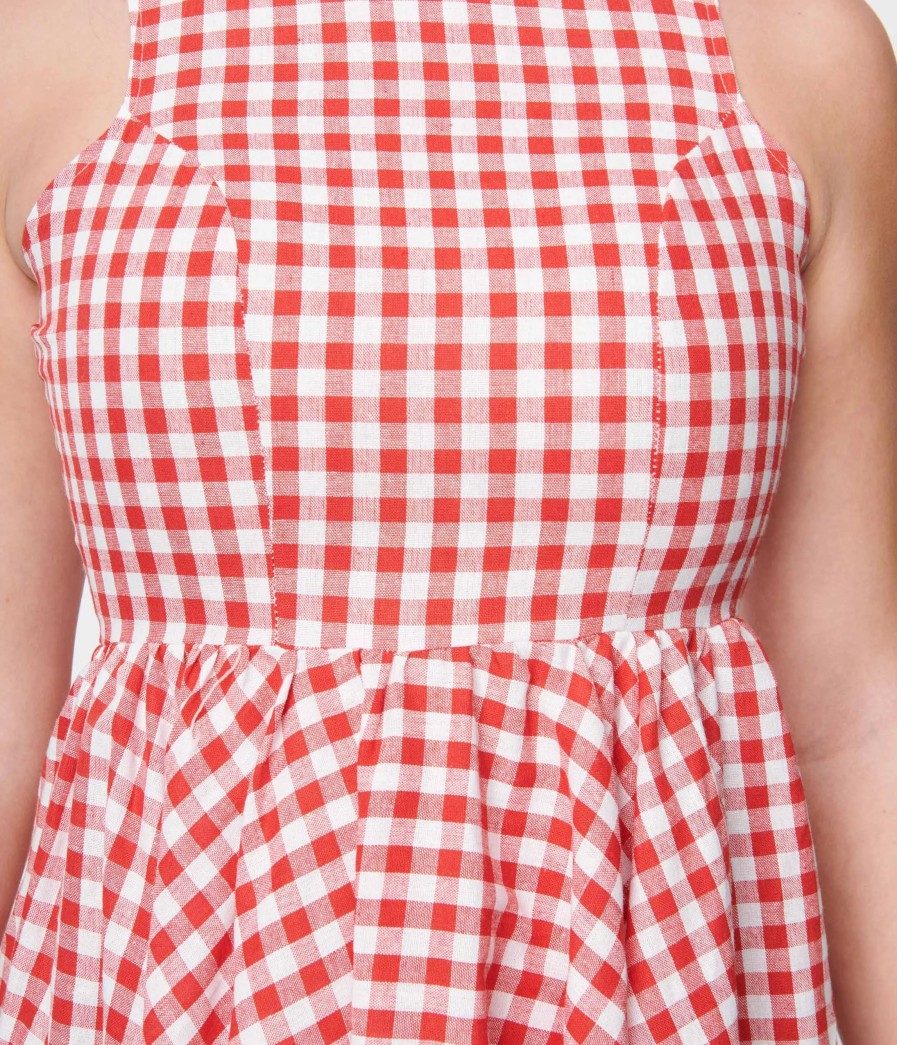 * Atixo Gmbh (Belsira) (Faire) Red & White Gingham Swing Dress Swing