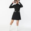 * Smak Parlour Black Mock Turtleneck Fit & Flare Dress Fit & Flare