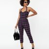 * Unique Vintage Purple & Black Plaid Marcel Jumpsuit Everyday