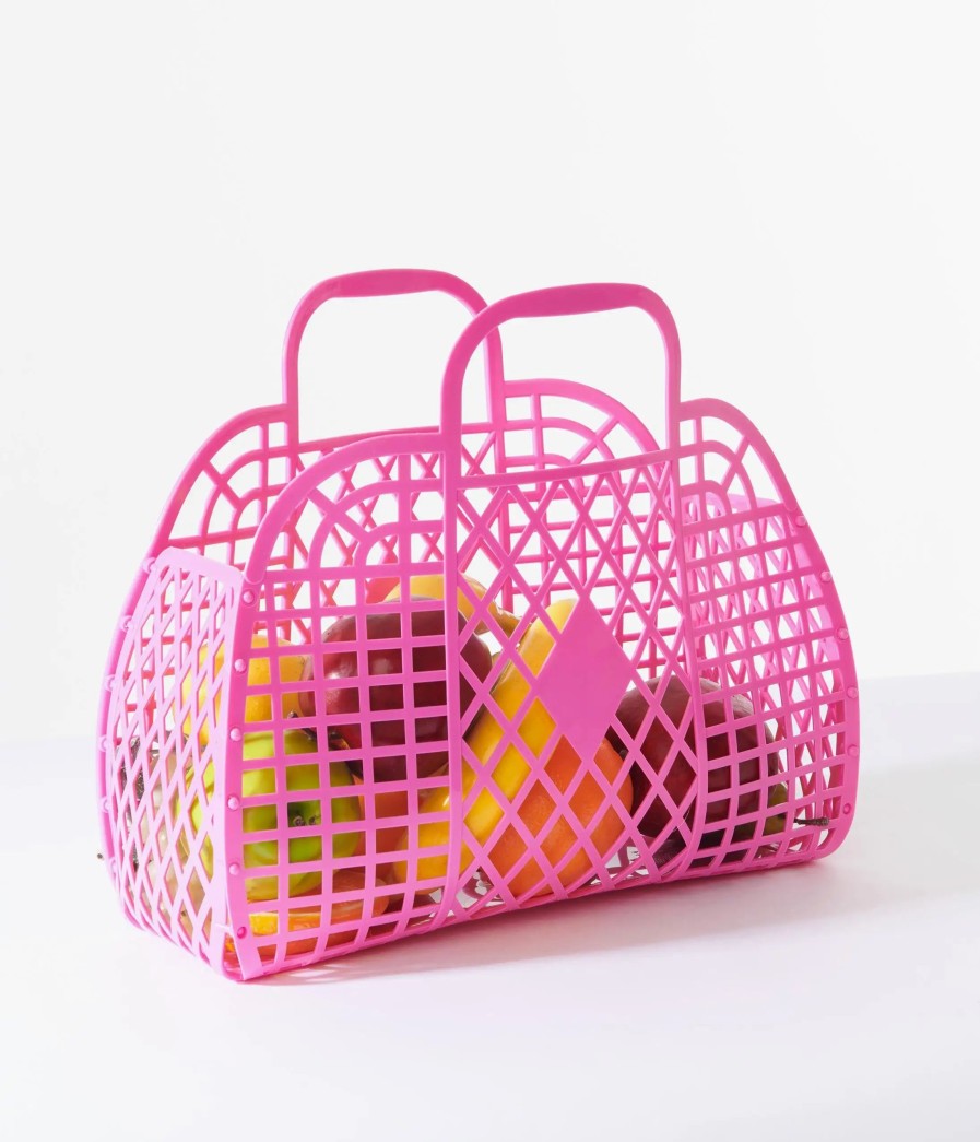 * Sun Jellies Large Hot Pink Retro Jelly Basket Bag Swim Accessories