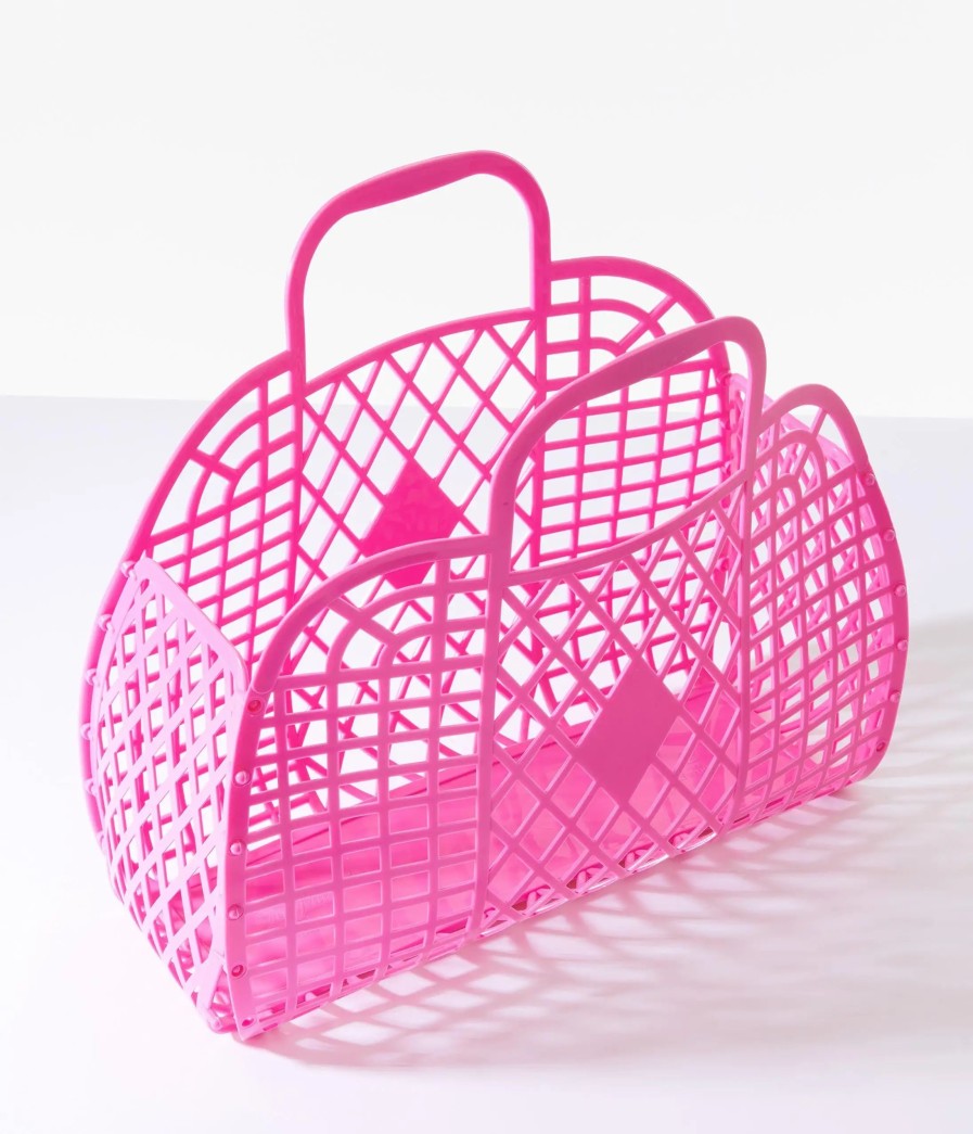 * Sun Jellies Large Hot Pink Retro Jelly Basket Bag Swim Accessories