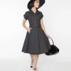 * Lifestyle Group (Uk) Ltd 1950S Belted Black Pin Dot Swing Dress Swing