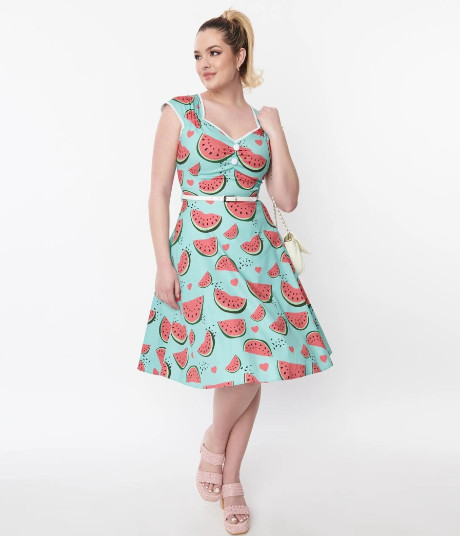 * Lady Vintage Wholesale Aqua Watermelon Isabella Swing Dress Swing