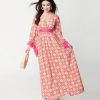 * Unique Vintage Pink Stained Glass Floral Maxi Dress Midi & Maxi