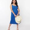 * Sheen Clothing Ltd Blue Eyelet Button Up Sundress Everyday