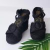 * Matisse Black Braided Wedge Sandals Swim Accessories