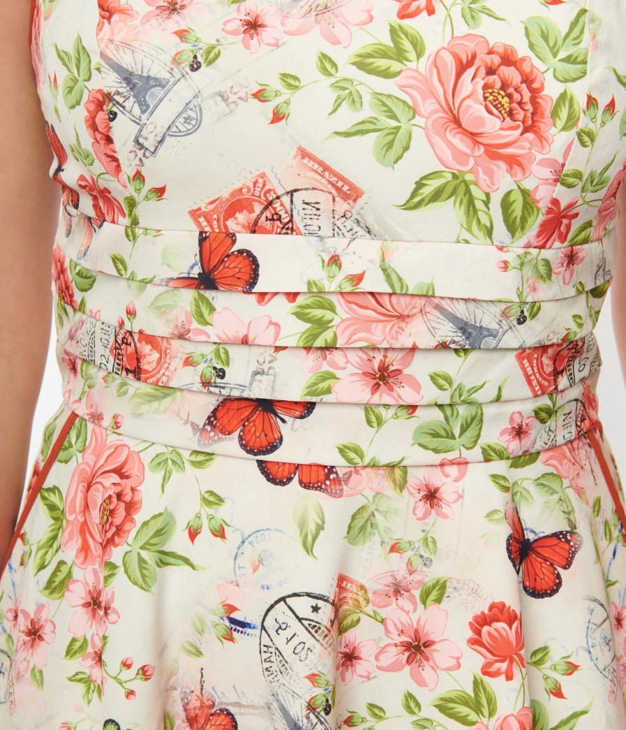 * Unique Vintage Butterfly Floral Follow Your Heart Flare Dress Fit & Flare