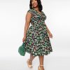 * Plus Size Retrolicious Black Cactus Greta Swing Dress Swing