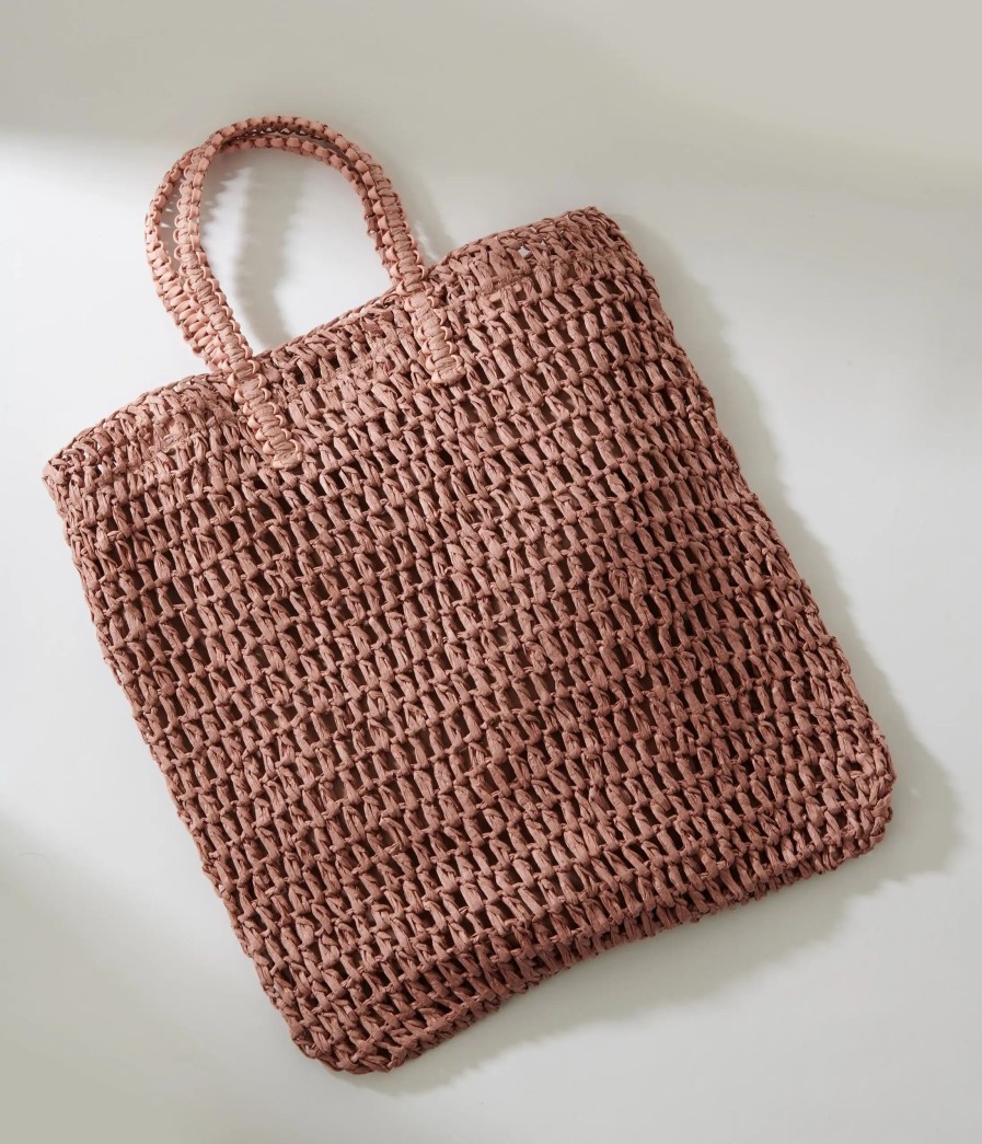 * Anarchy Street Mauve Pink Straw Tote Bag Swim Accessories