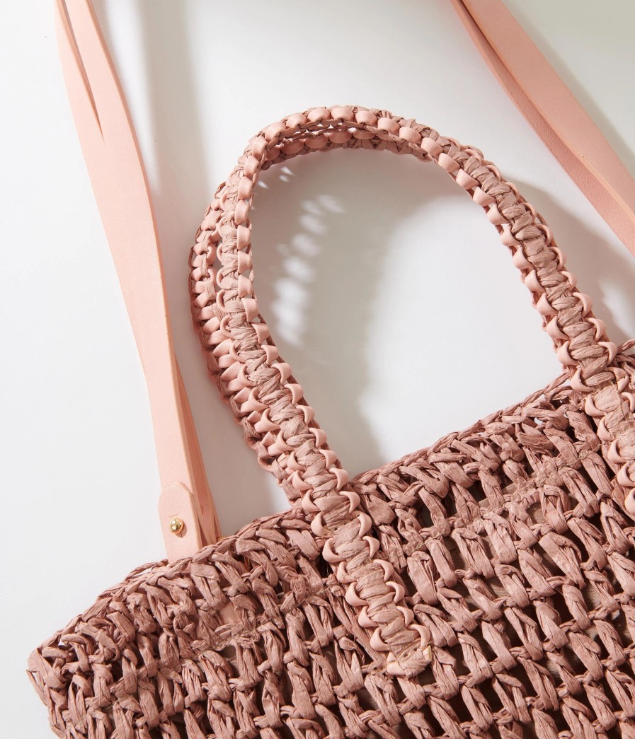 * Anarchy Street Mauve Pink Straw Tote Bag Swim Accessories