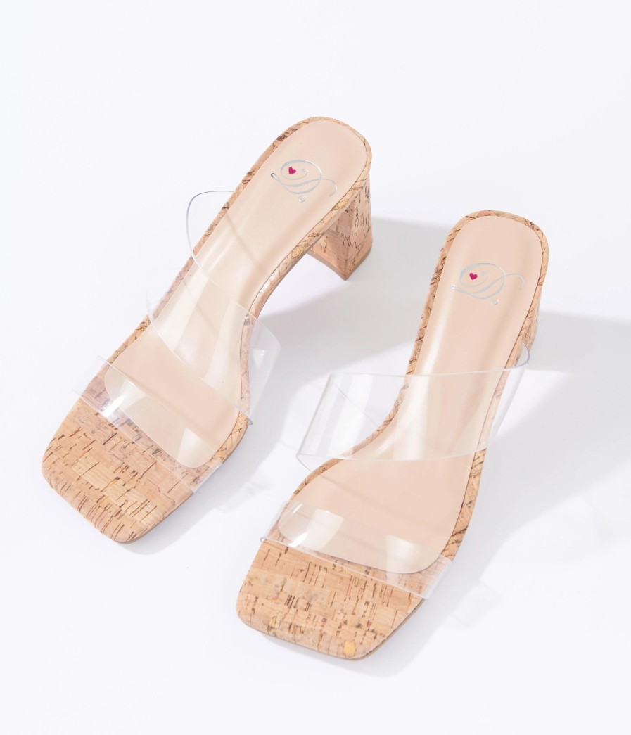 * Fortune Dynamic Clear Cork Kitten Heel Sandals Swim Accessories