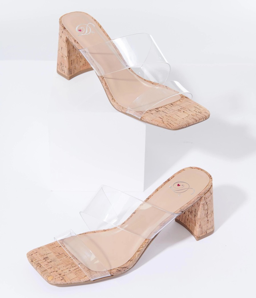 * Fortune Dynamic Clear Cork Kitten Heel Sandals Swim Accessories