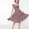 * Sheen Clothing Ltd Black Multicolor Floral Sophia Swing Dress Swing