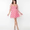 * Smak Parlour Pink & Red Glitter Hearts Love Interest Babydoll Dress Fit & Flare