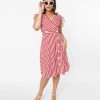 * Silver Stop Inc. (Voodoo Vixen) Voodoo Vixen Red & White Striped Flare Dress Everyday