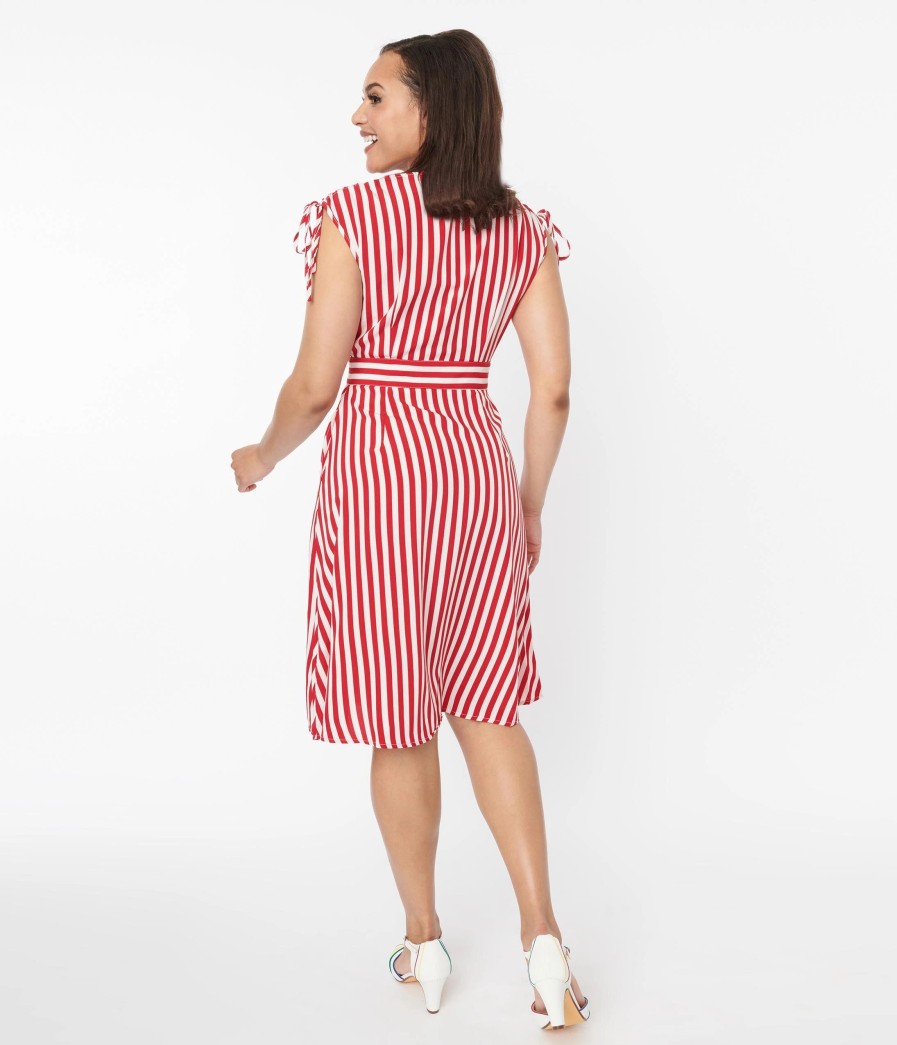 * Silver Stop Inc. (Voodoo Vixen) Voodoo Vixen Red & White Striped Flare Dress Everyday